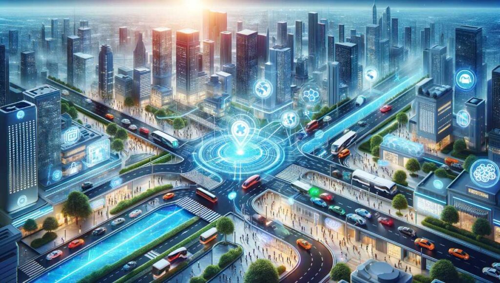 The Role Of Ai In Smart
スマートシティでAIが担う役割と交通システムの統合を示す図
