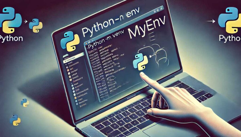 Python仮想環境の作成手順。コマンドラインで仮想環境を作成するプロセス。