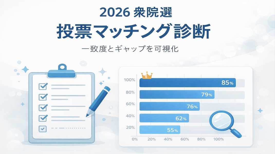 2026年衆院選の投票マッチング診断を示す中立的な図解